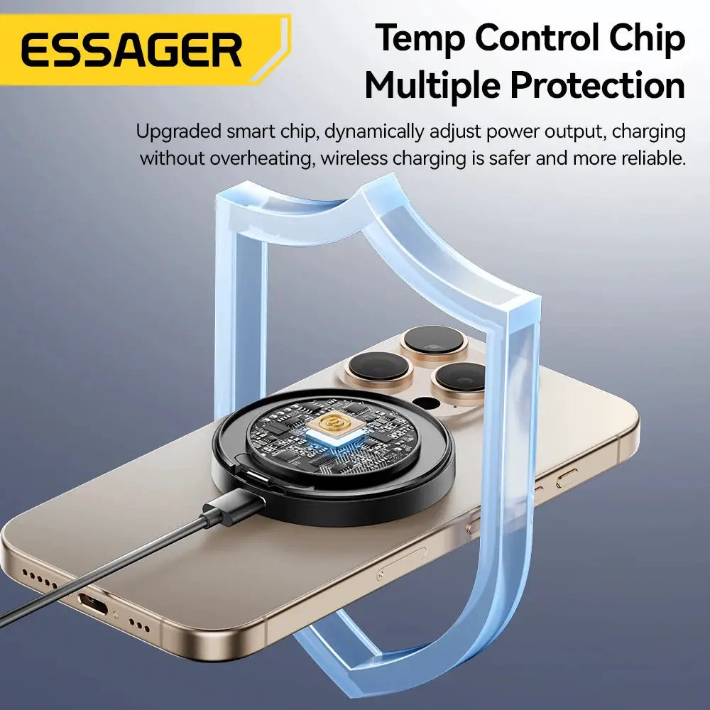 Essager Magnetic Wireless Charger With Holder 15W Fast Charging For IPhone 16 15 14 13 Pro Max AirPods Mini