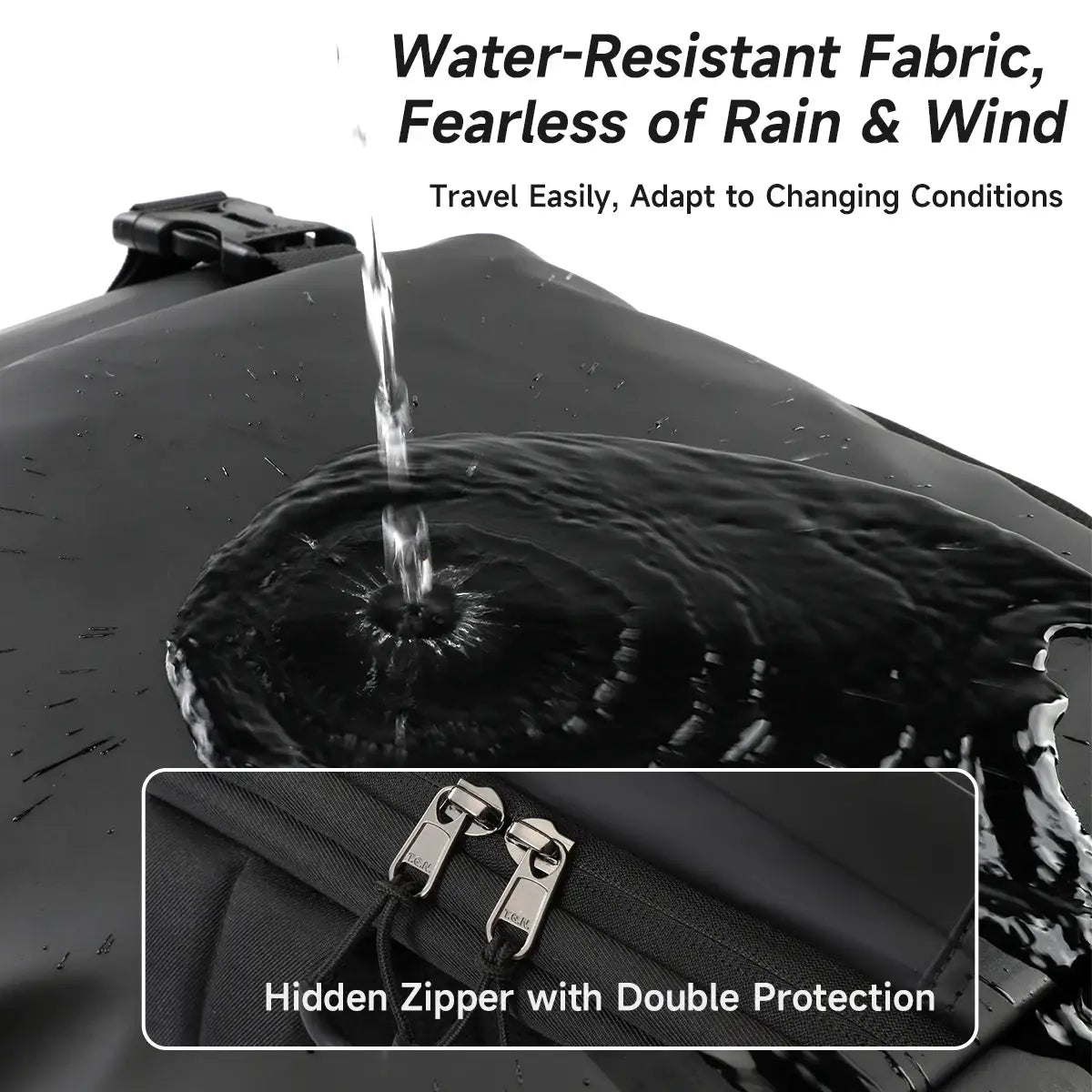 Tigernu travel backpack, black TPU waterproof men's bag with hidden zipper and double protection