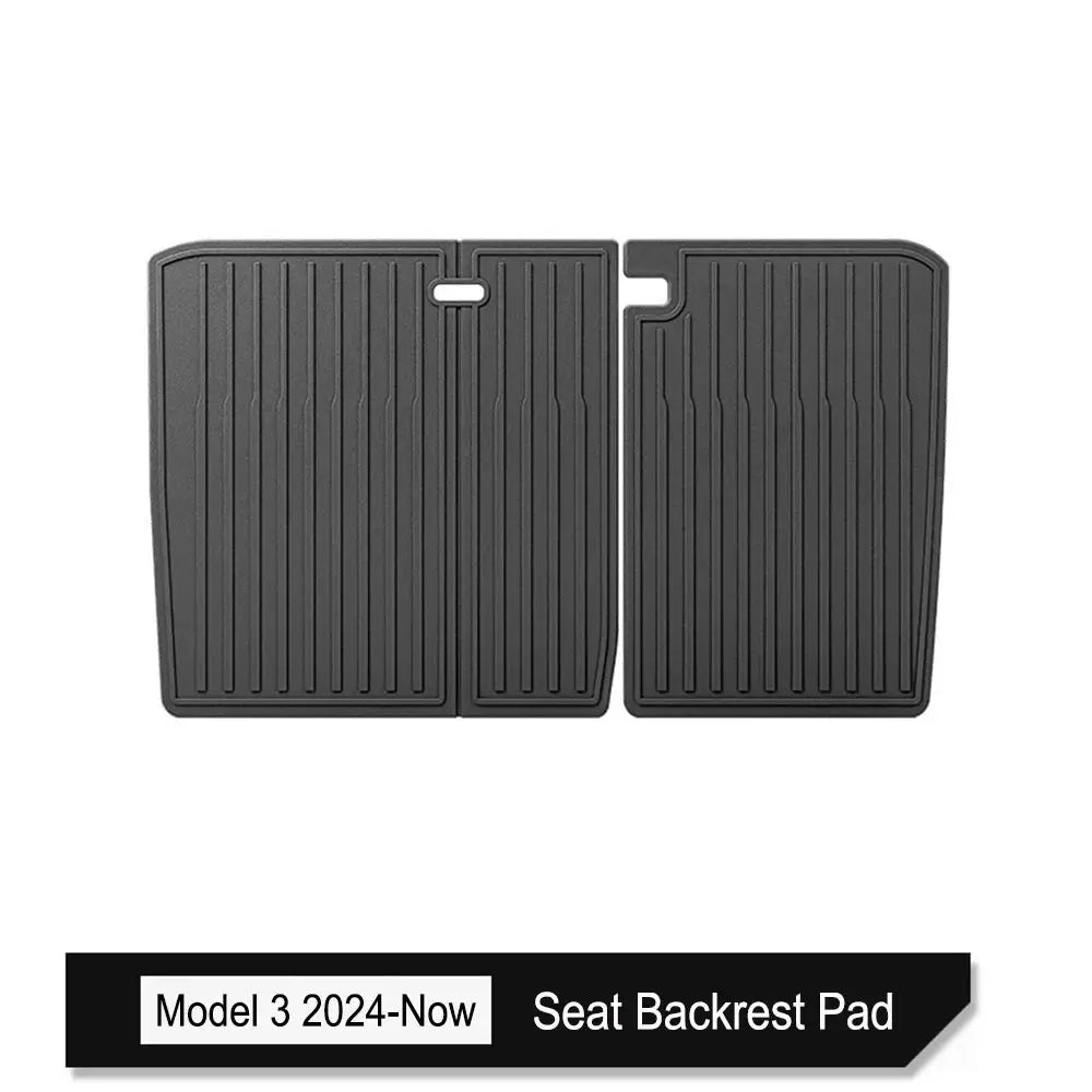 Simples Market two-piece black TPE trunk mats for Tesla Model 3 (2024–2026), front and rear cargo liner
