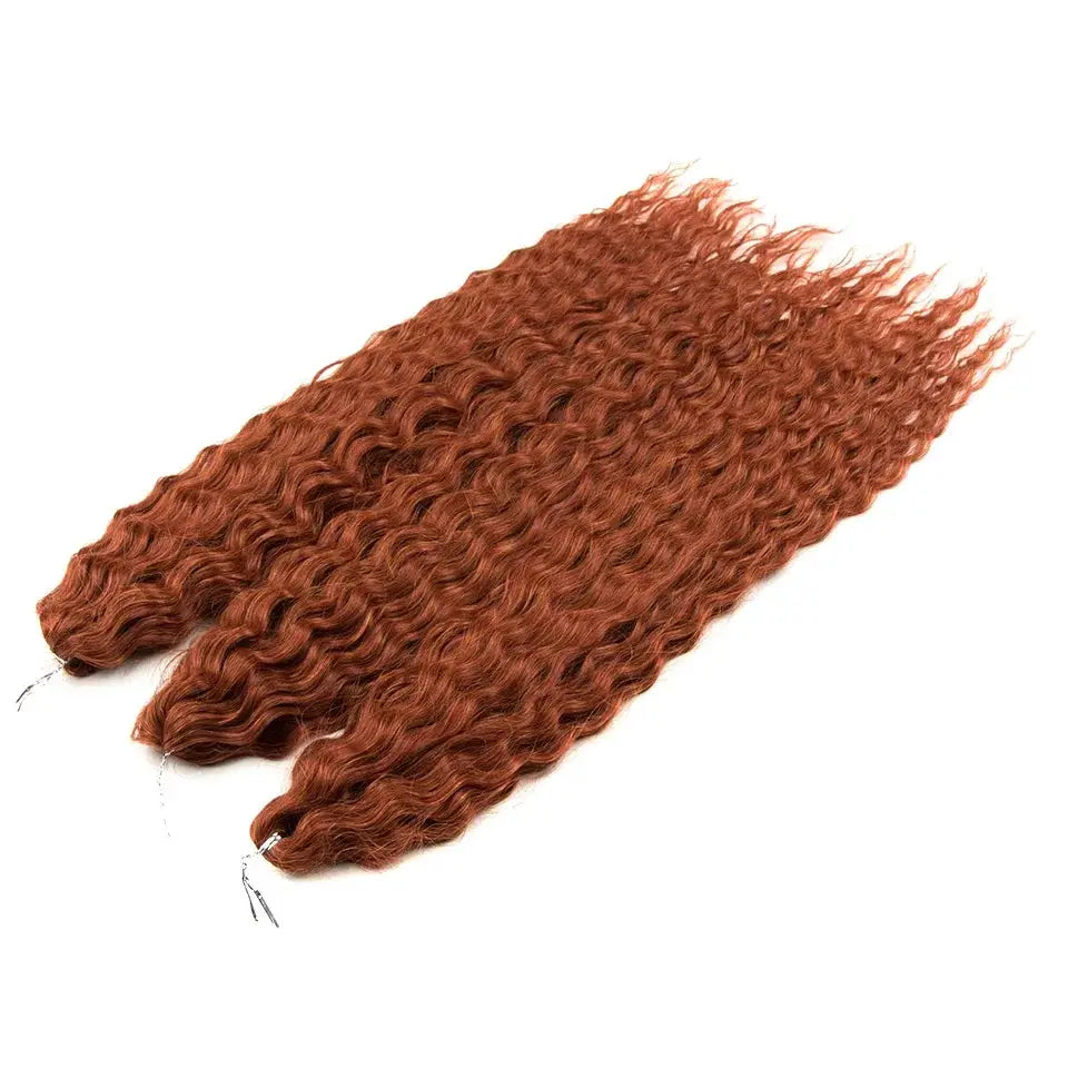 FASHION IDOL 2 bundles of 22in Ariel Curl Crochet Hair Extensions, synthetic, ombre copper red