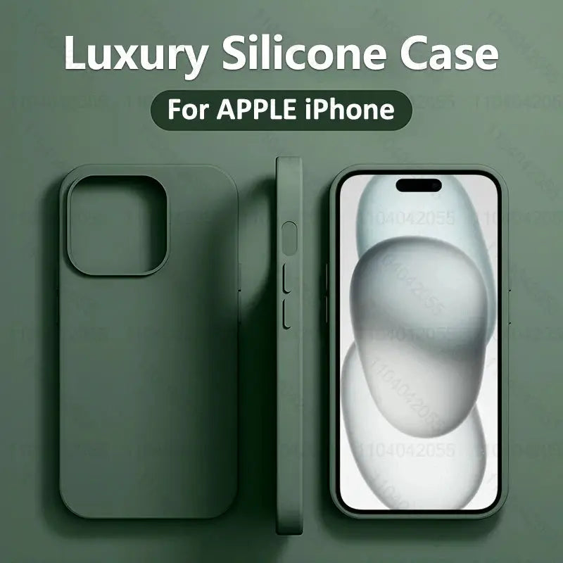 Luxury liquid silicone phone case for Apple iPhone, green, shockproof protector