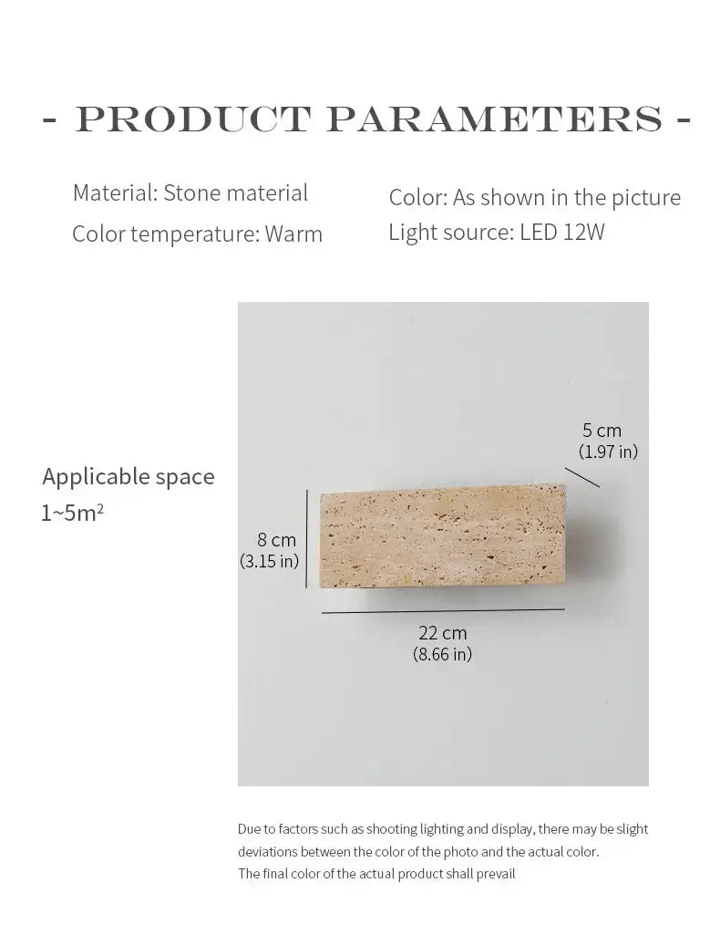 Wall lamp by Simples Market, outdoor waterproof natural stone strip, 12W warm LED lighting
