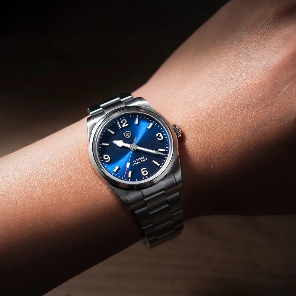 Watchdives WD1960S V2 stainless steel wristwatch with blue dial on wrist