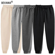 BEVAMA men's fleece sweatpants set of four in beige, gray, charcoal, and black