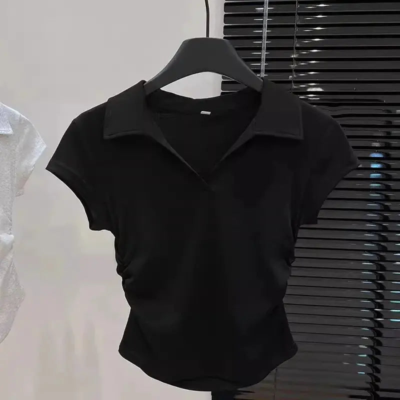 Cotton Summer Crop Top For Women Slim Fit Short Sleeve Tee Shirt