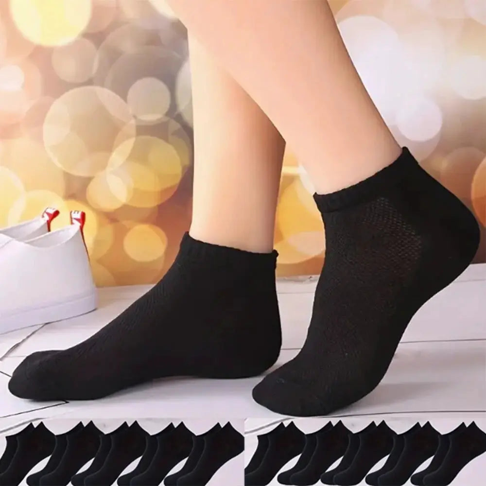 Unisex Summer Mesh Ankle Running Socks Black White Gray Breathable Thin Low Cut No Show For Women And Men