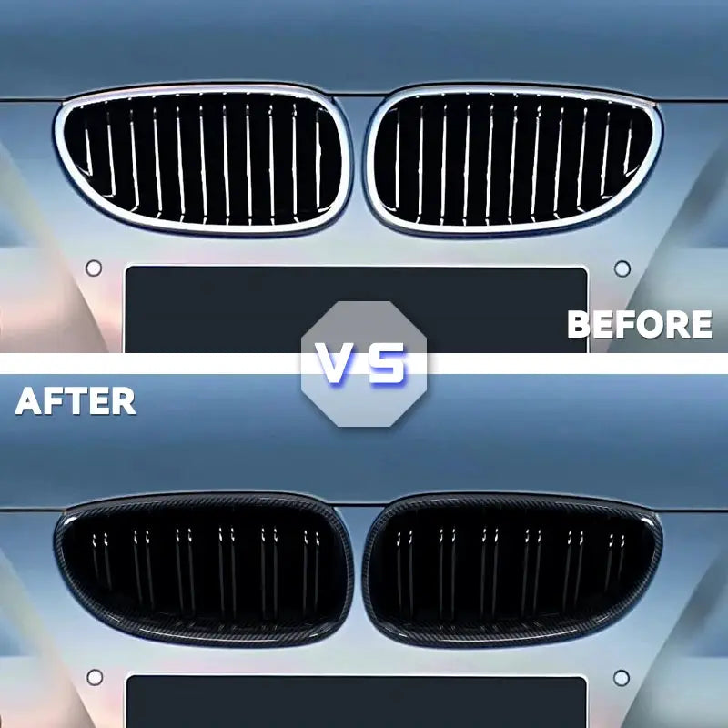 Simples Market gloss black double-slat kidney grille set for BMW E60/E61 5 Series, front bumper grilles (2 pieces).