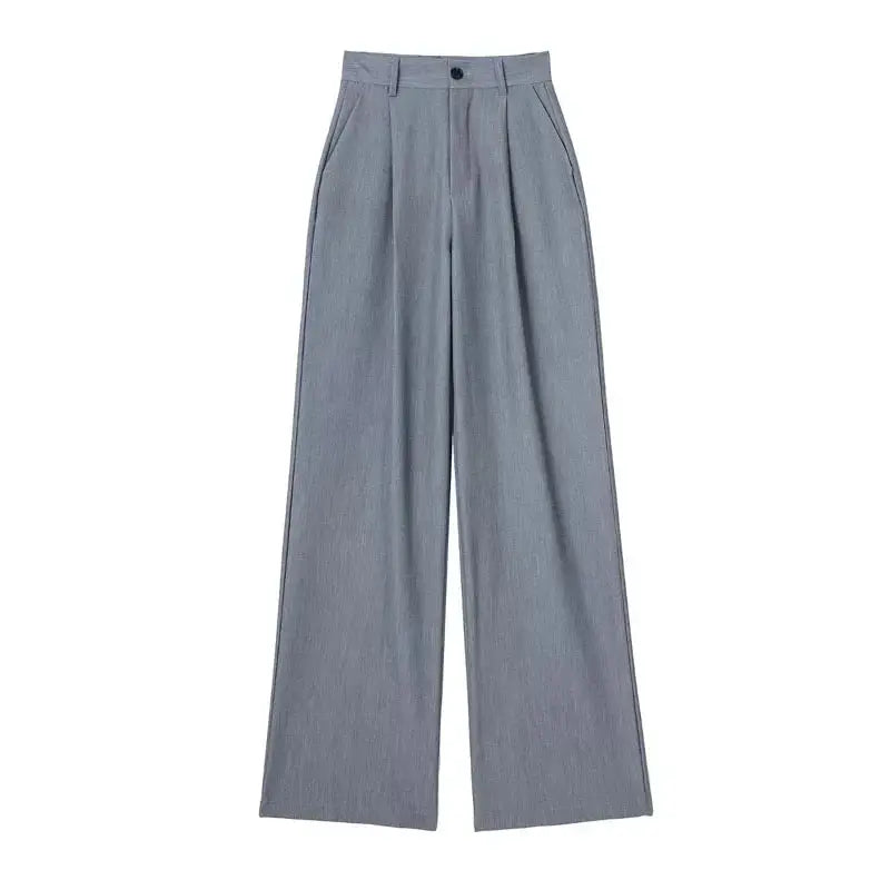 HXAO Women's Striped Grey and Black Wide Leg Formal Pants High Waist Baggy Trousers for Office