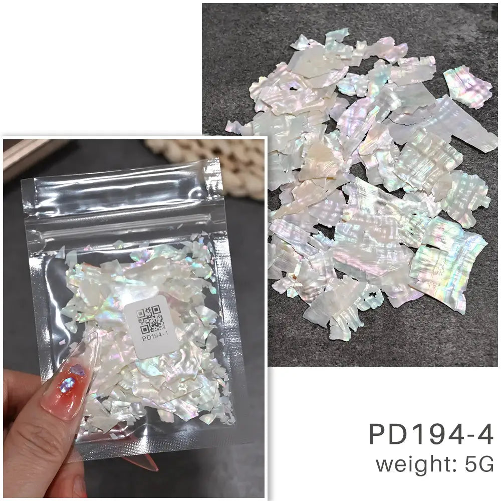 Aurora Abalone Shell Flakes Nail Charms 3D Irregular Slice Sequins Iridescent Natural Shell Shimmers For Nail Art