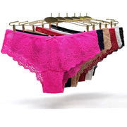Women's full lace panties set in assorted colors on hangers