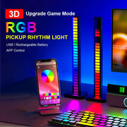 16 32 40 LED Charge RGB Light Bar Sound Activated Music Pickup Voice Lights Ambient Lamp For Game Room Decor
