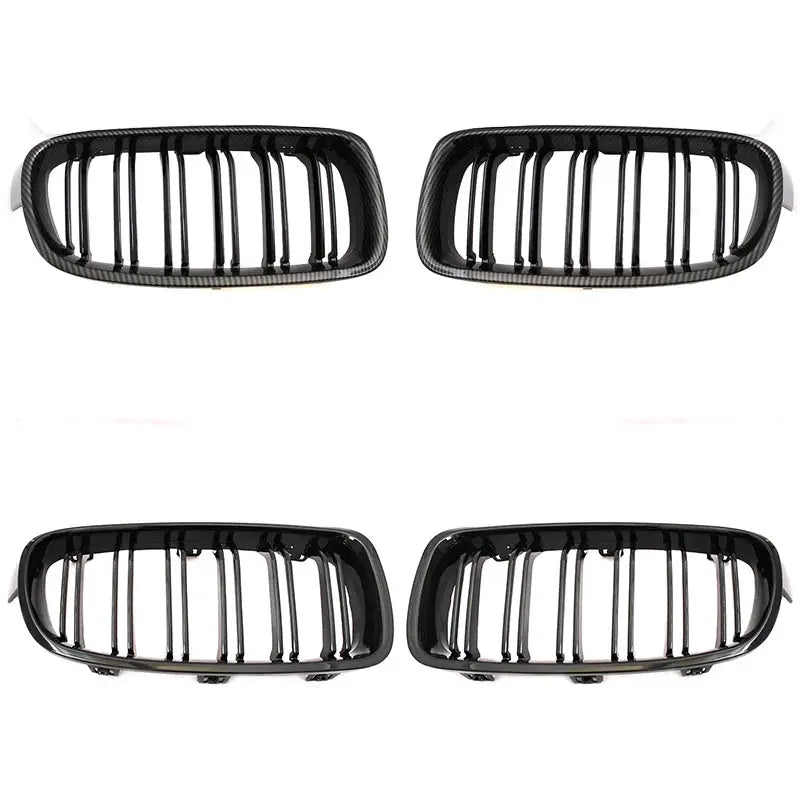 Simples Market BMW front kidney grille set of four, ABS dual-slats with carbon-fiber look for F30/F31/F35 2012-2018
