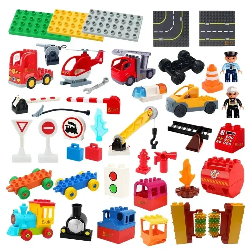 Big Building Blocks Compatible With Large Bricks Road Plates Car Parking Fuel Station Traffic Educational Toys For Kids