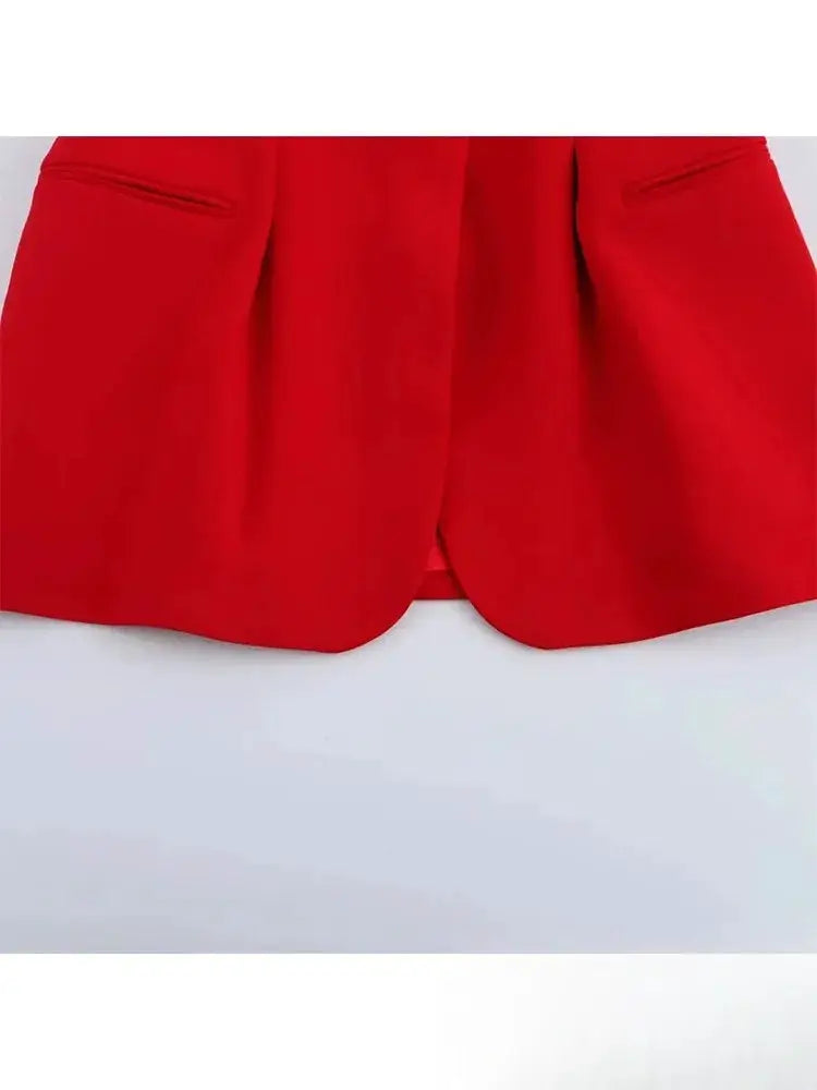 KONDALA red wide-leg pants from Simples Market office wear set.