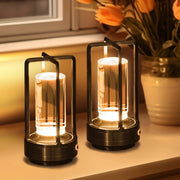GGbingo cordless LED table lamp by Simples Market, black metal lanterns with warm amber glow (set of 2)