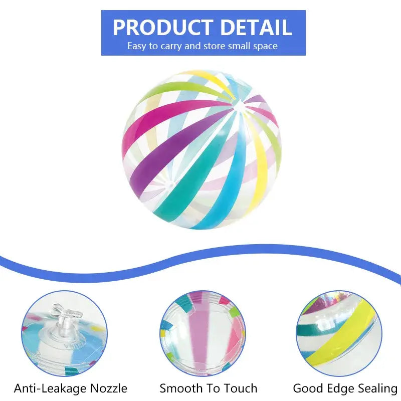 Lorful Dots And Stripes PVC Inflatable Ball Transparent Printed Toy For Pool Parties Outdoor Family Games