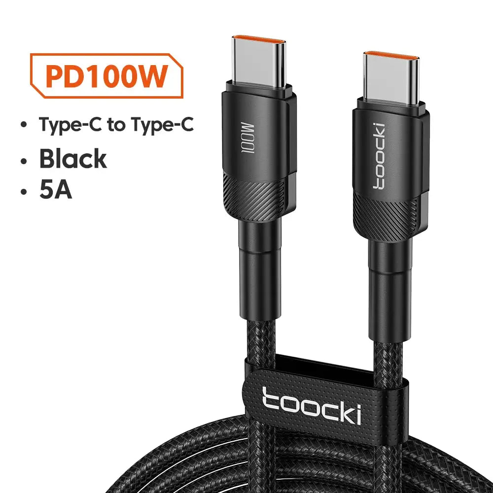Toocki 100W USB C To USB C Cable PD 3.0 Quick Charge 4.0 Fast Charging And High Speed Data Transfer