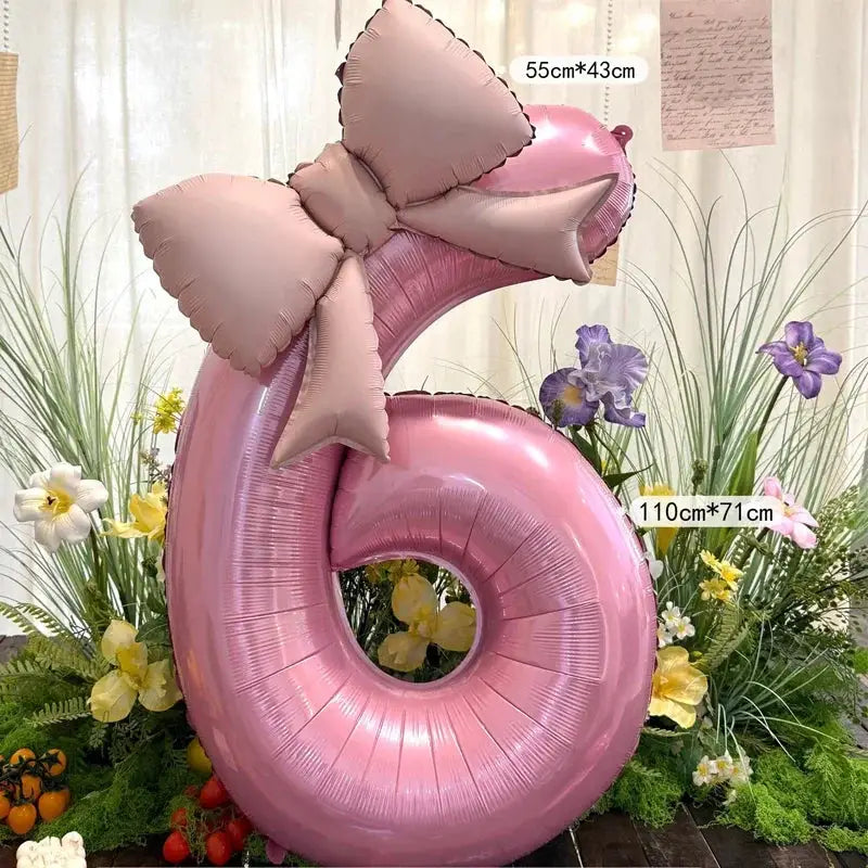 40 Inch Pink Digital Bowknot Aluminum Foil Balloons For Girls Wedding Birthday Party Decor Photo Props