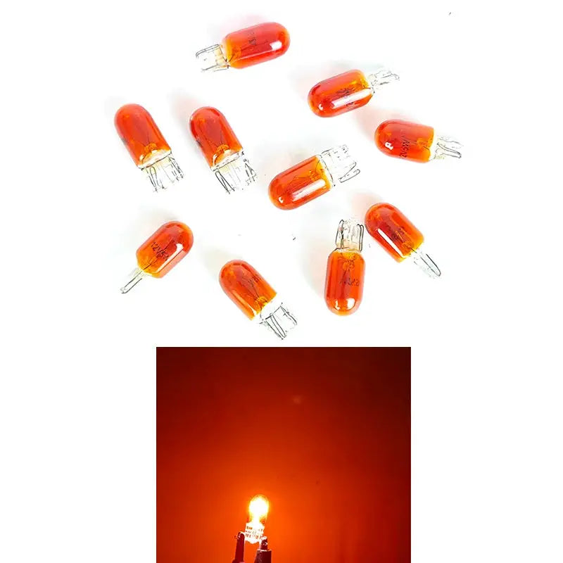 10 x orange glass T10 W5W car bulbs; 12V signal lamps by Simples Market