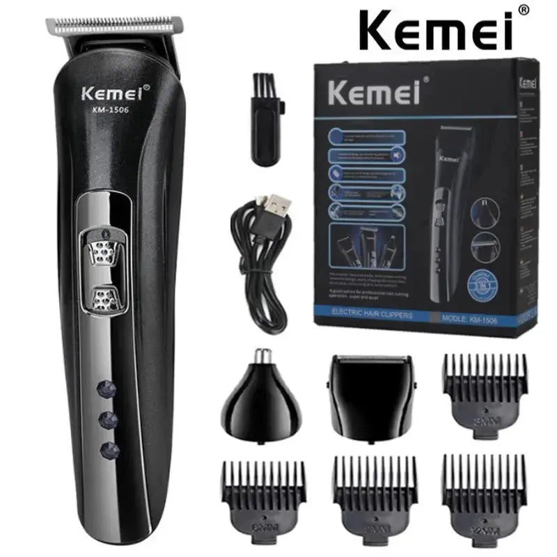 Kemei KM 1506 3 In 1 Electric Shaver USB Charging Hair Trimmer Nose And Face Grooming USB Rechargeable