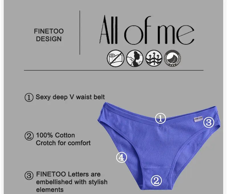 Women's blue cotton panties; FINETOO 3-piece set in sizes M–XXL from Simples Market