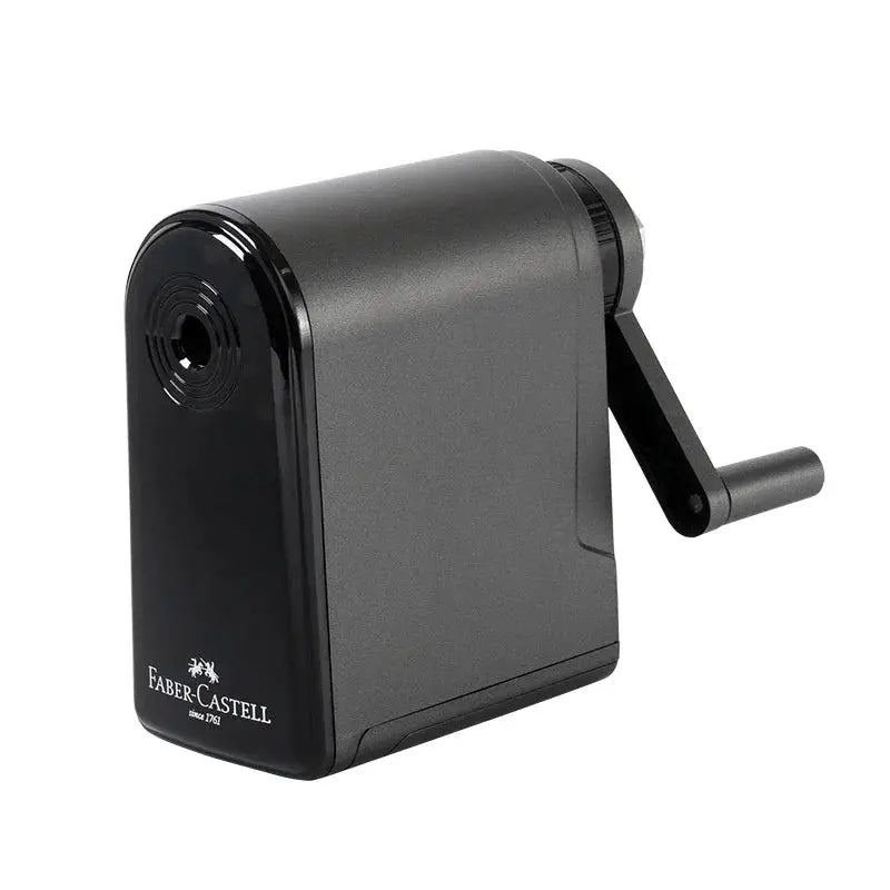 Faber-Castell black hand-crank pencil sharpener with large capacity