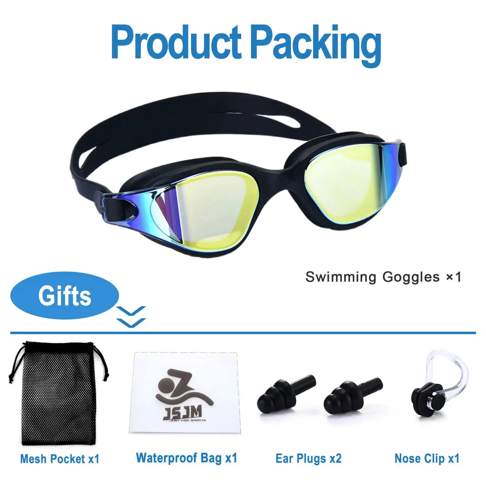 Unisex Adult Swimming Goggles Anti Fog Swim Glasses Adjustable Silicone Strap Waterproof Eyewear