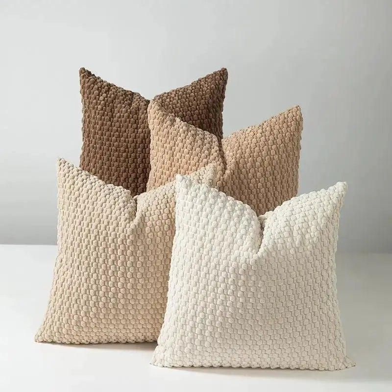 Simples Market soft velvet double-sided cushion covers set of four in cream, beige and brown