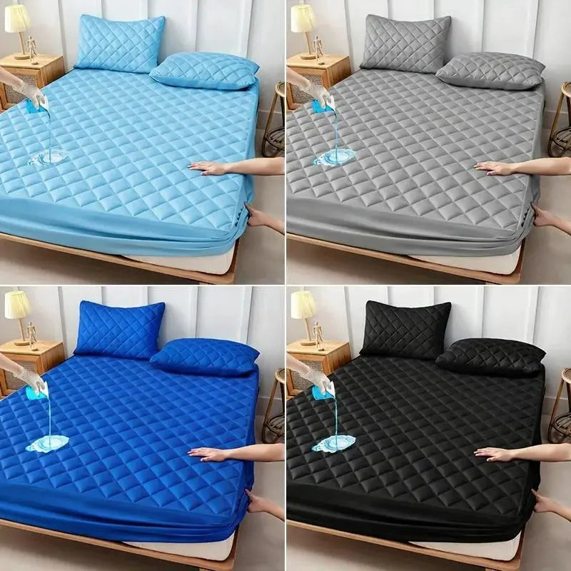 Mattress protector Simples Market 1pc waterproof quilted cover with 4 color options: light blue, royal blue, gray, black