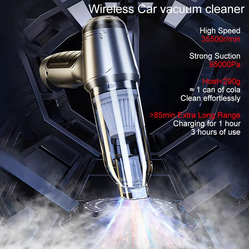 Simples Market wireless car vacuum cleaner with 95,000 Pa suction, portable handheld 2-in-1 blower and vacuum
