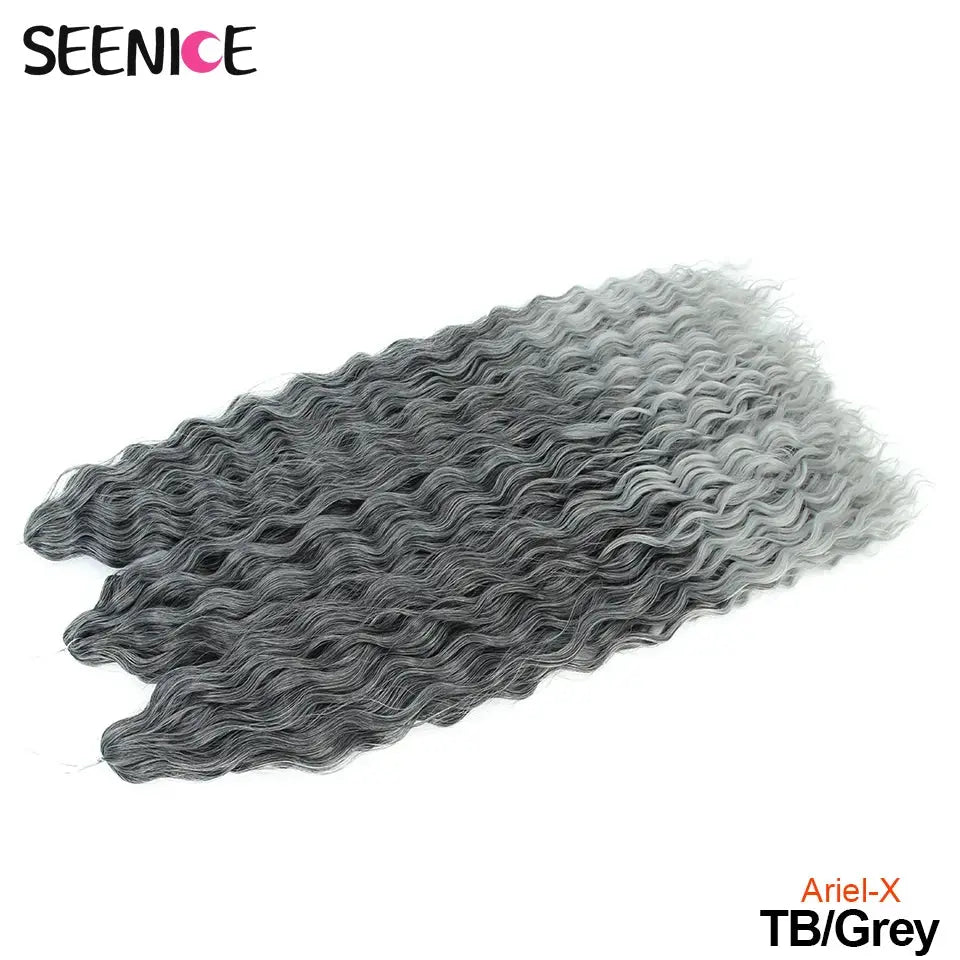 Ariel-X grey ombre water-wave crochet hair extension, synthetic braids by Simples Market