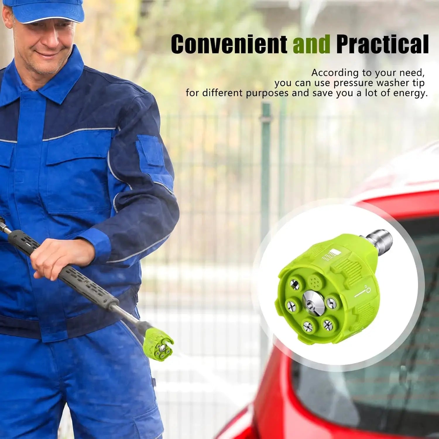 6 In 1 High Pressure Car Wash Nozzle 14 Inch Design With One Quarter Inch Quick Connector Fits Most Pressure Washers