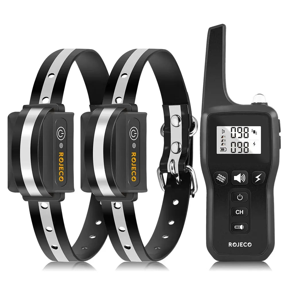 ROJECO 1000m Electric Dog Training Collar With Remote Control Waterproof Rechargeable Beep Vibration Shock 100 Levels