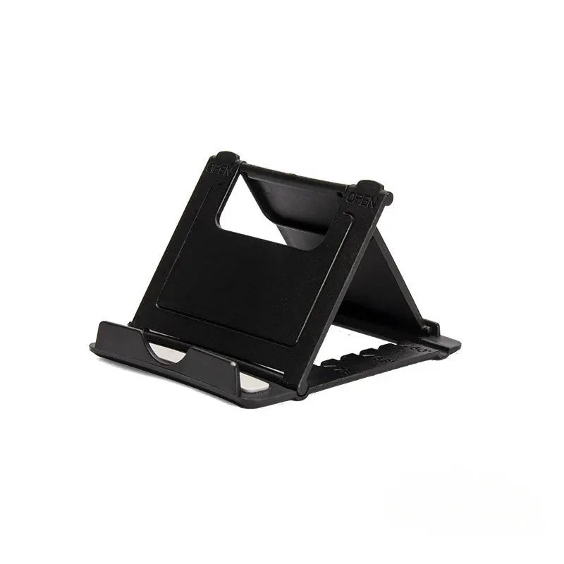 Desktop tablet folding stand, black plastic, adjustable and portable
