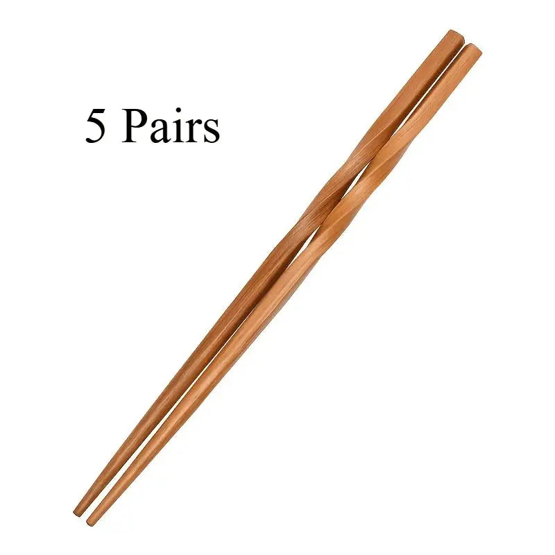 Five Pairs Natural Bamboo Chopsticks Set Chinese Style Pointed Household Tableware Kitchen Supplies
