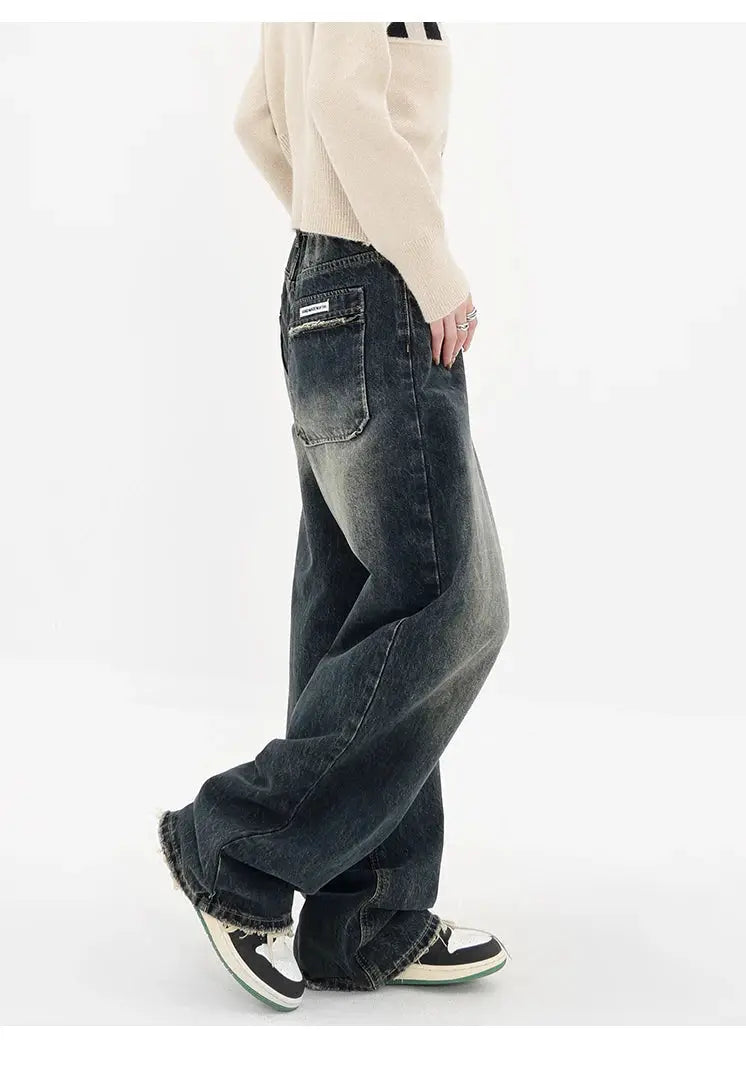 Harajuku Streetwear High Waist Jeans Loose Wide Leg Denim Trousers