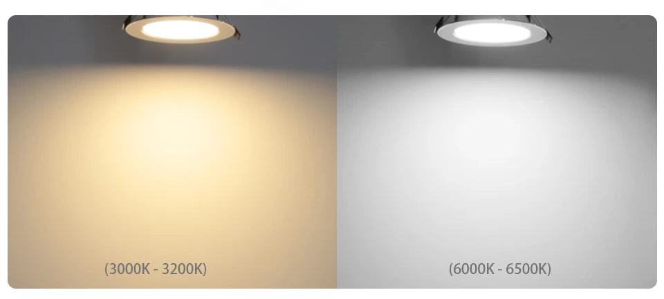 2-pack LED downlights, recessed round ceiling lights in warm white (3000–3200K) and cool white (6000–6500K)
