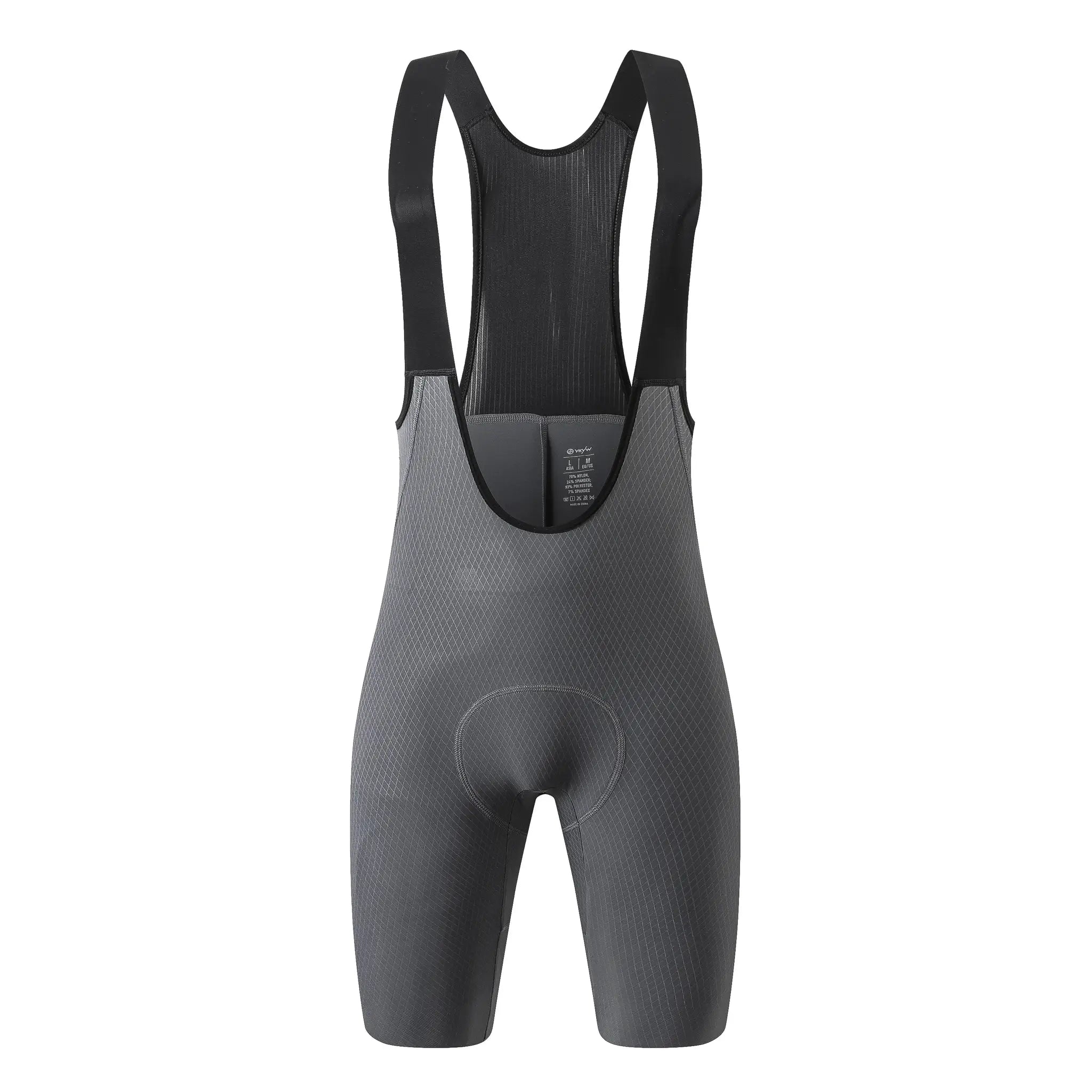 YKYWBIKE 2026 cycling bib shorts with black shoulder straps and gray textured panels.