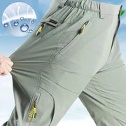 SFABL 5XL quick-dry hiking pants for men, light gray-green waterproof tactical pants with zip pockets