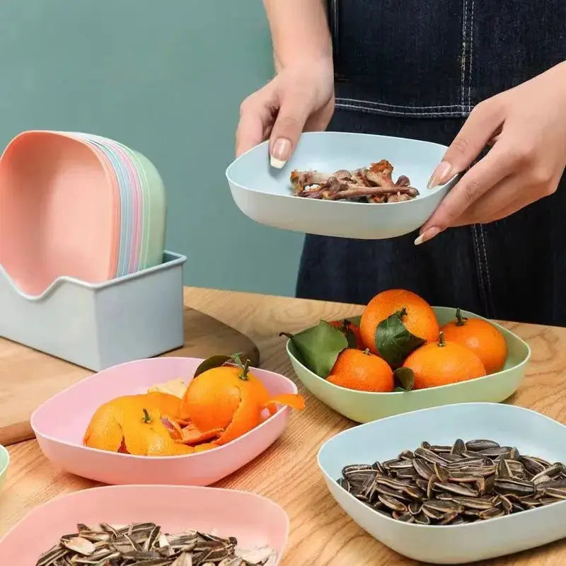 10 Piece Reusable Fruit And Dessert Plates With Built In Base