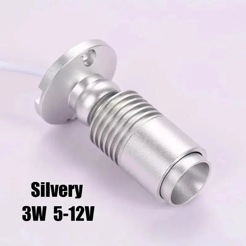 3W silver surface-mounted mini spotlight by Simples Market for 12V display cabinets