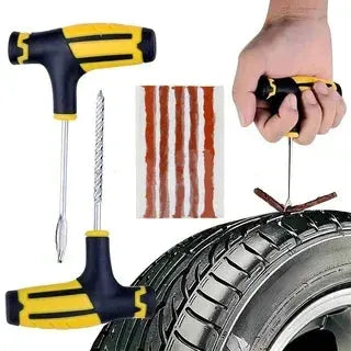 Simples Market car tire repair kit with yellow and black handles, puncture plugs and tubeless tire tools