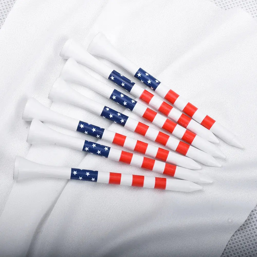 50 Pcs American Flag Bamboo Golf Tees Set Durable Eco Friendly Practice Tees Two Lengths Included