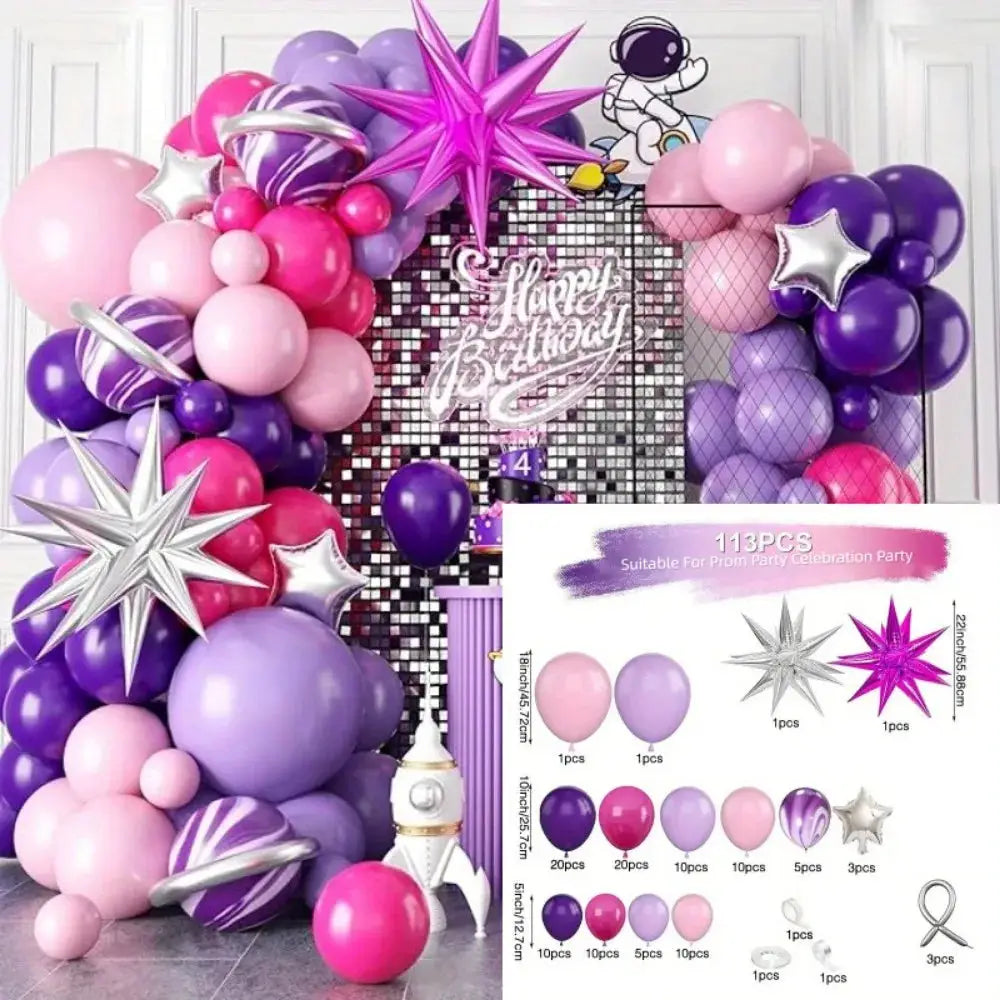 113 Piece Explosive Star Balloon Garland Arch Set For Wedding Birthday Anniversary Indoor Outdoor Decoration