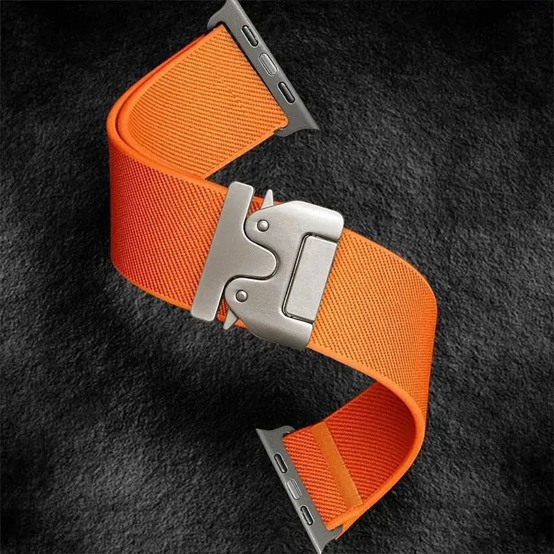 Simples Market braided elastic nylon Apple Watch Ultra 2 strap in orange with metal deployment clasp (49mm/46mm)