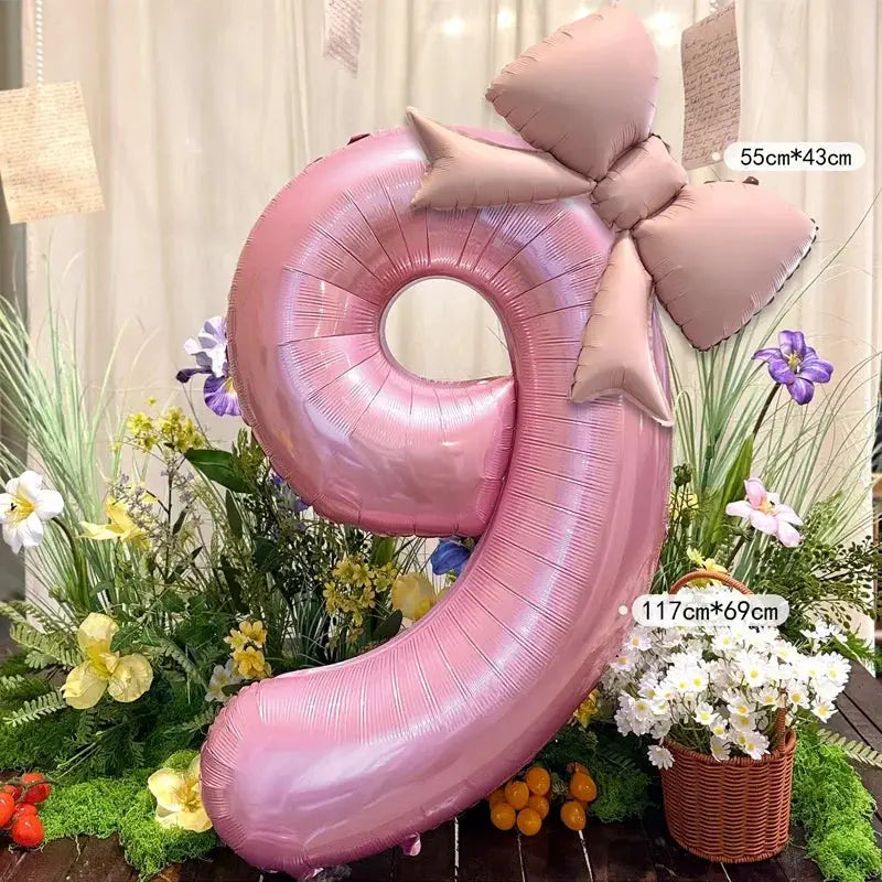 40 Inch Pink Digital Bowknot Aluminum Foil Balloons For Girls Wedding Birthday Party Decor Photo Props