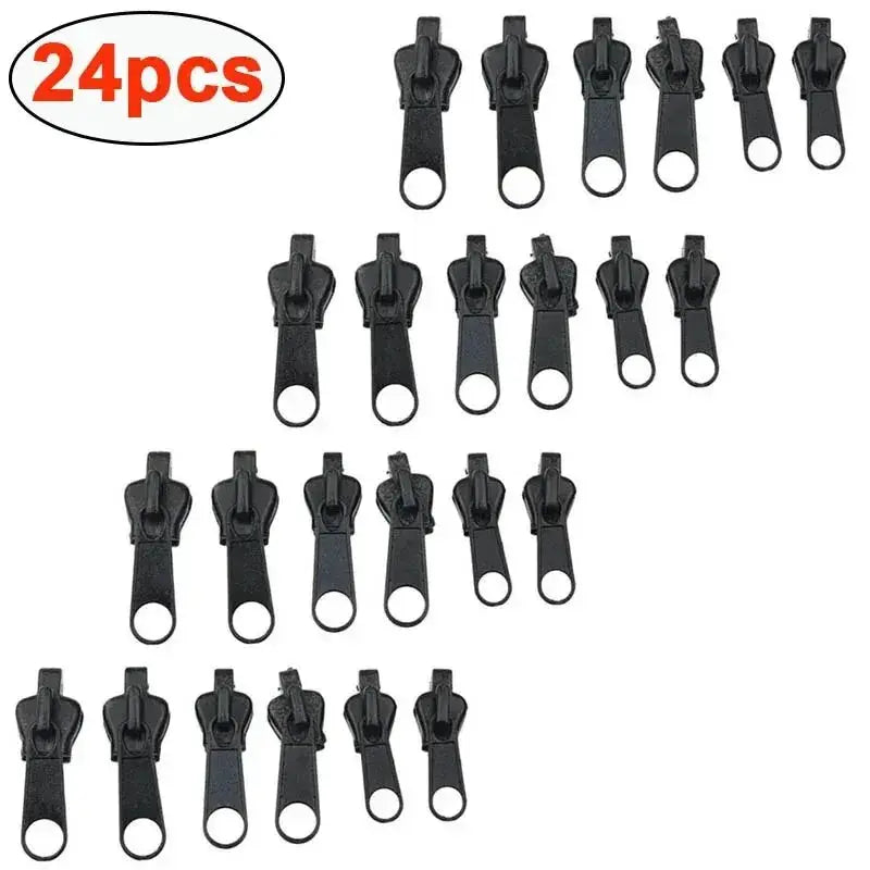 Simples Market 24-pack zipper slider repair kit, universal 3 sizes, black zip sliders for clothes and bags