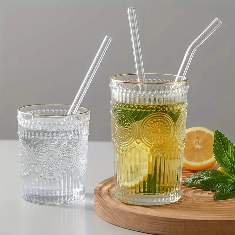 Heat Resistant Glass Straws Set Of Five With Brush Reusable Washable