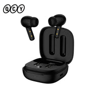 QCY T13 ANC wireless earbuds in black with charging case