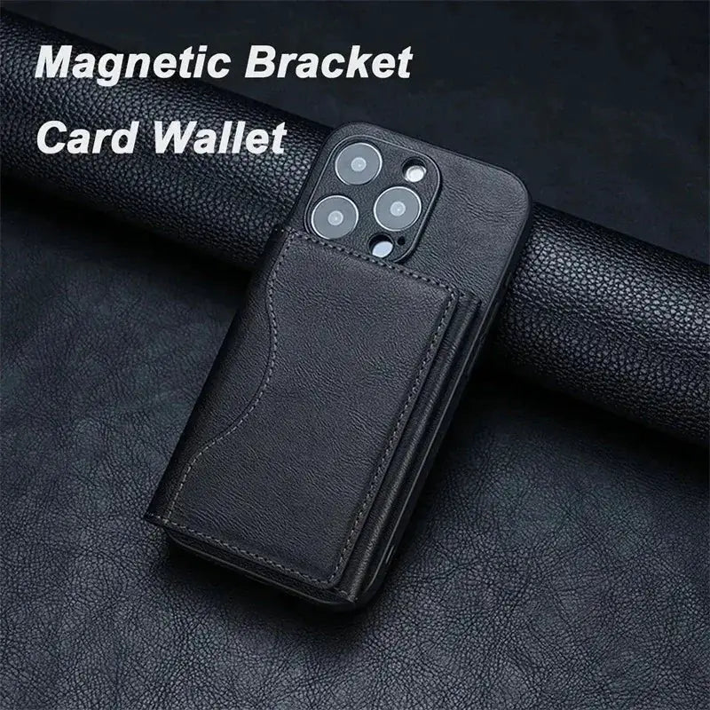 NovaGuard MagSafe Leather Wallet Case For iPhone 16 15 Pro Max 15 14 Pro Slim Card Holder With Magnetic Protection